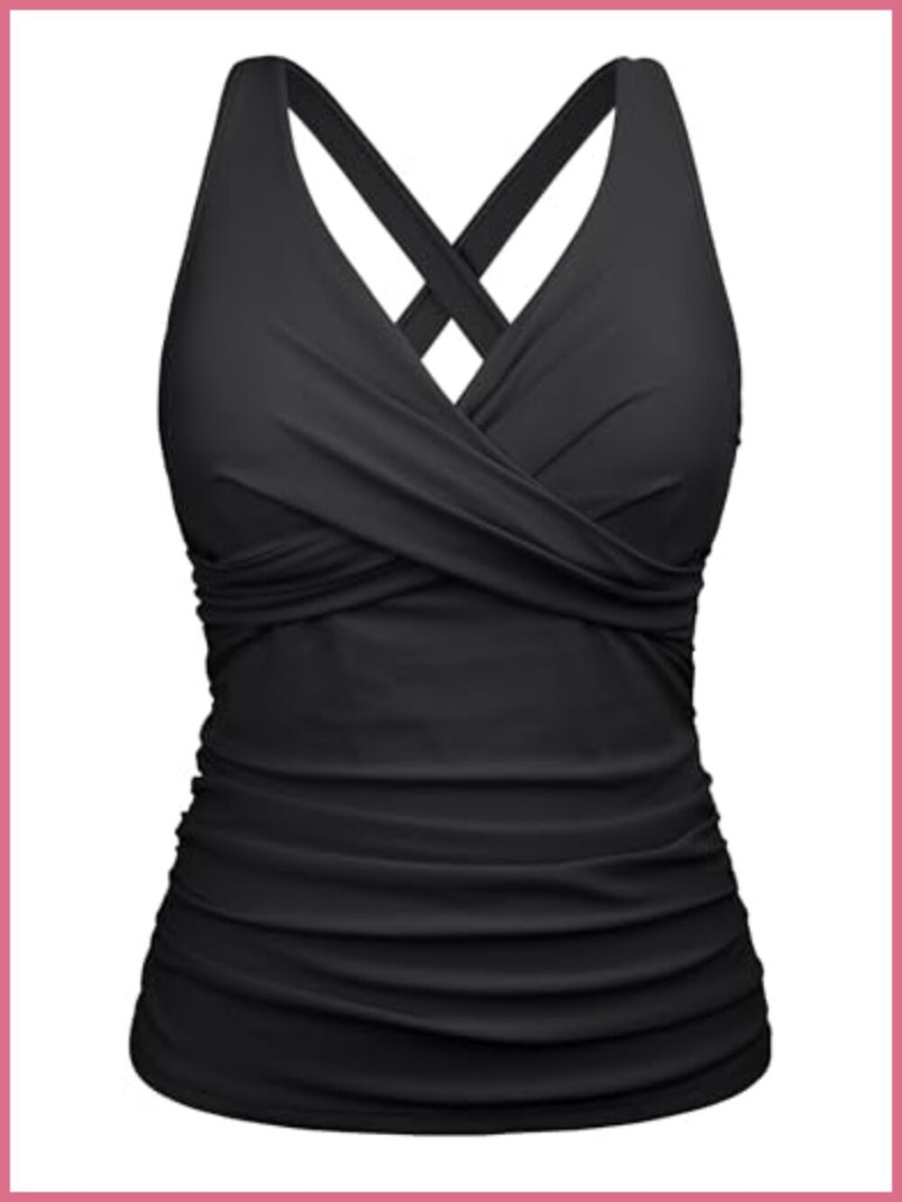 Underwire Tankini Top Tummy Control V-Neck Swim Top Adjustable Straps